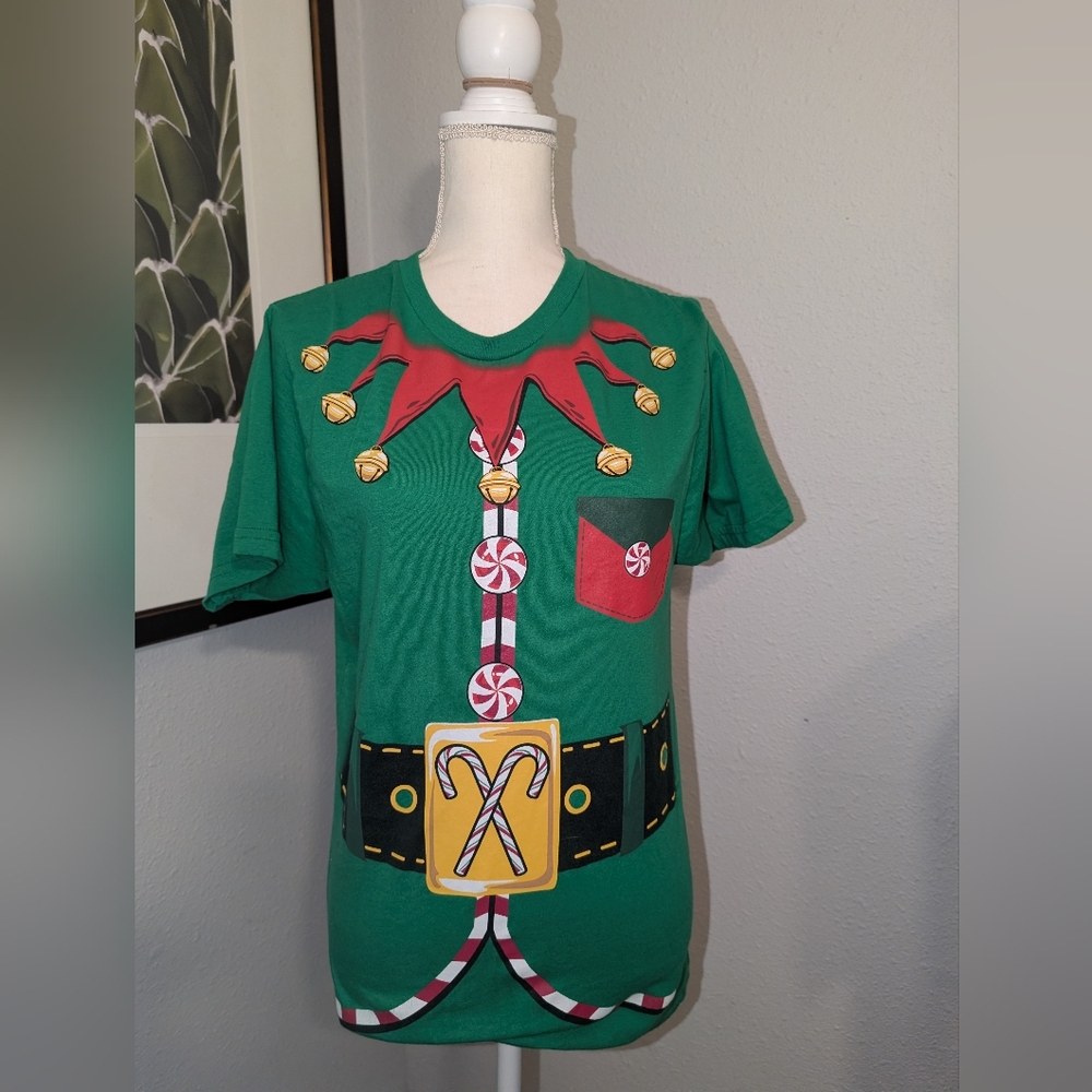 Holiday Time Green Elf Candy Cane Kids T-Shirt